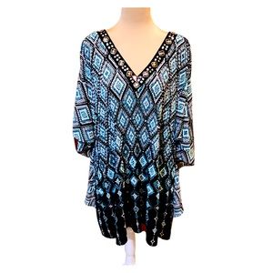 Catherines Jeweled Tunic Turquoise White and Black 26/28W